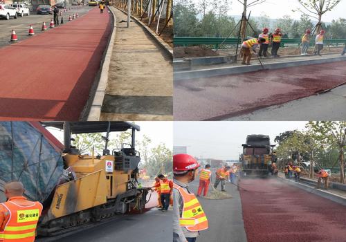 210國道完善工程PPP項目彩色路面工程首戰(zhàn)告捷